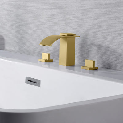 Sumerain High Flow Zweigriff-Römer-Wannenhahn aus gebürstetem Gold mit Ventil