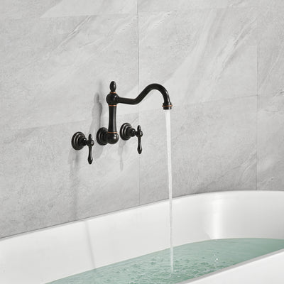 sumerain Vintage-Wannenhahn, Wandmontage, Badewannenfüller, ölgeriebene Bronze, 8 Zoll Mitte