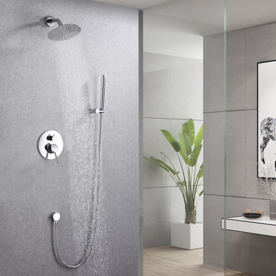 Wandmontiertes Regendusch-Wasserhahnsystem aus Vollmetall, inklusive rauem Ventil, Chrom-Finish