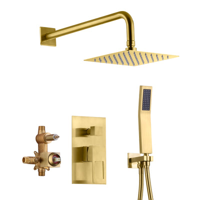 Druckausgleichs-Duscharmatursystem mit Ventil, gebürstetes Gold-Finish
