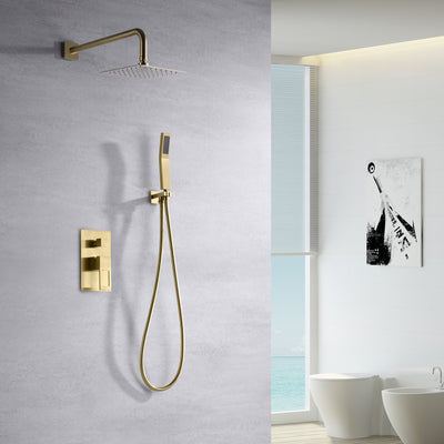 Druckausgleichs-Duscharmatursystem mit Ventil, gebürstetes Gold-Finish