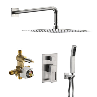 Regenduschsystem aus gebürstetem Nickel mit Druckausgleichsventil