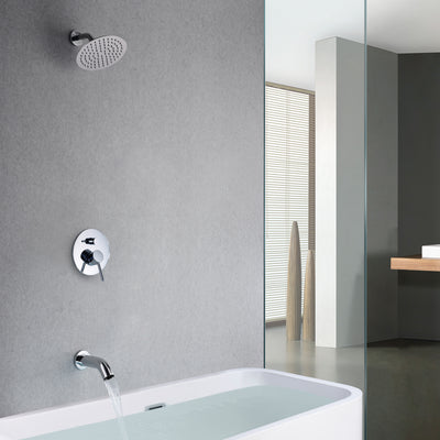 Badewannen- und Duscharmatur mit Ventil, Wasserfallauslauf und Regenduschkopf im Lieferumfang enthalten