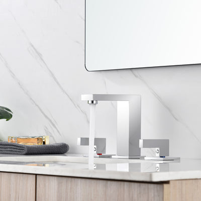 sumerain Weit verbreiteter Badezimmer-Wasserhahn, 8-Zoll-Wasserhahn für Badezimmerwaschbecken, moderner Chrom-Waschtischhahn mit Schnellinstallationsschlauch